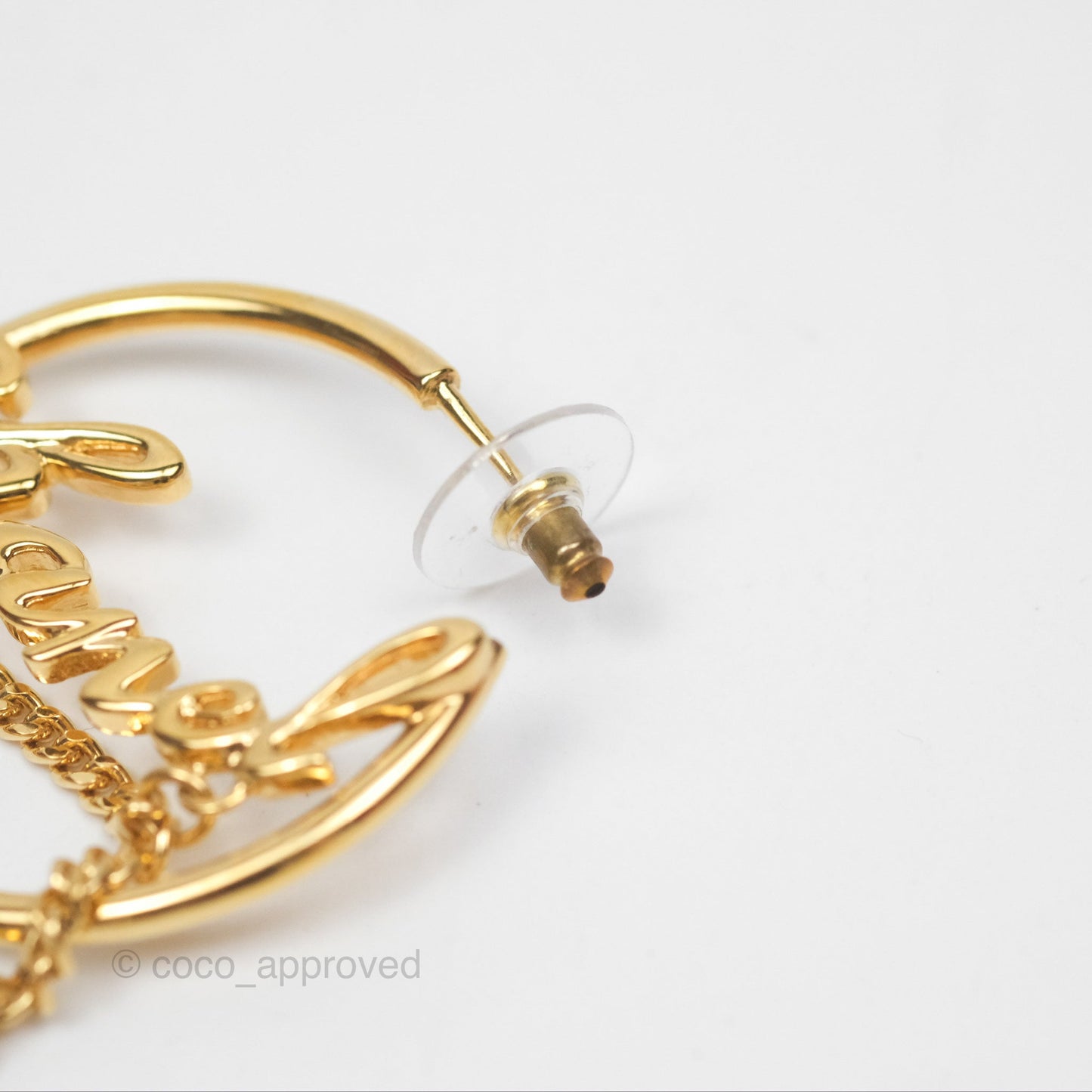 Chanel CC Logo Hoop Earrings Gold Tone 24C