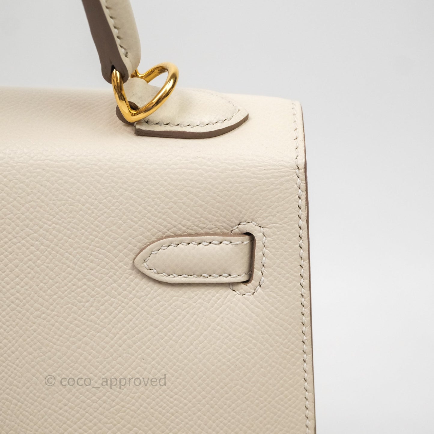 Hermes Kelly 25 Craie Epsom Gold Hardware