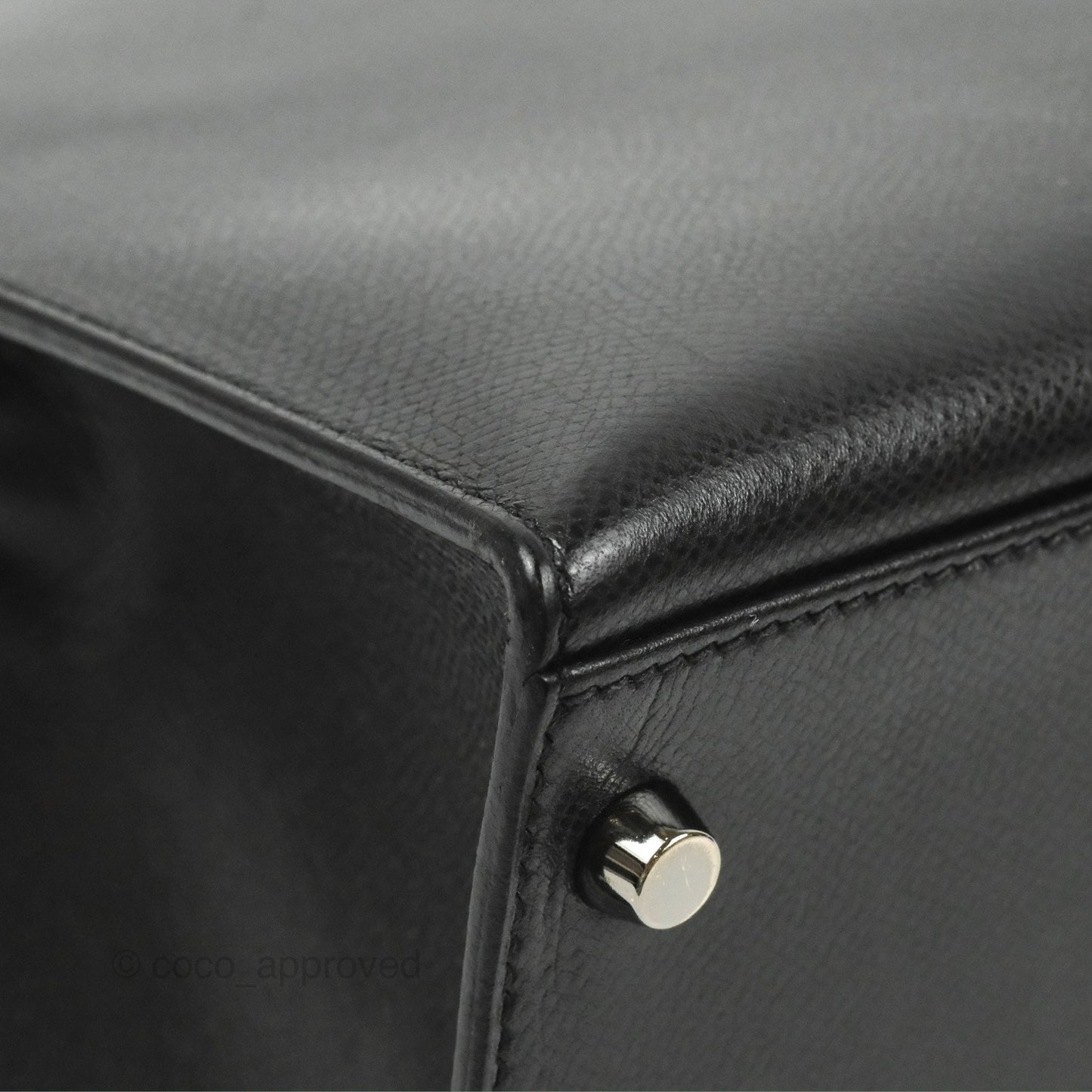 Hermès Kelly 32 Sellier Black Epsom Palladium Hardware