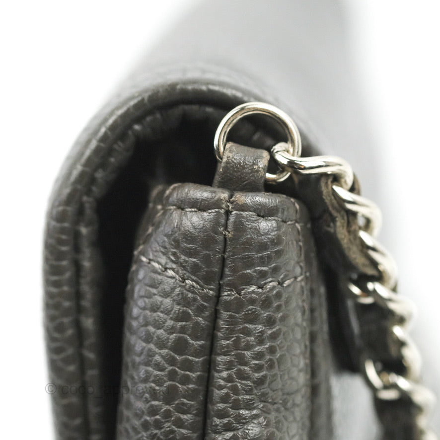 Chanel Half Moon Wallet on Chain WOC Dark Grey Caviar Silver Hardware