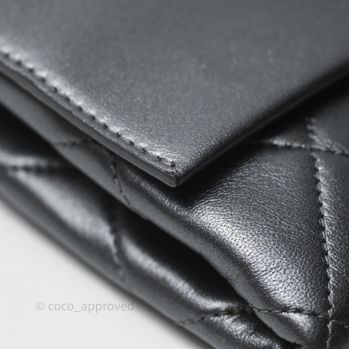 Chanel Clutch with Chain Metallic Dark Grey Silver Hardware