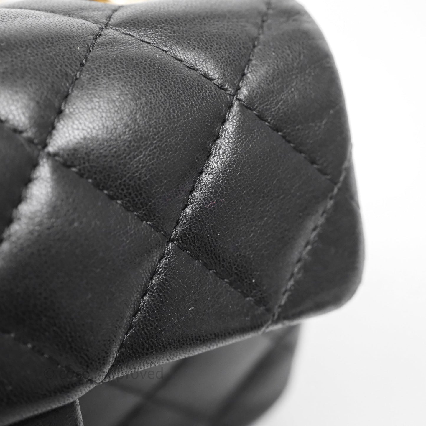 Chanel Quilted Extra Mini Rectangular Flap Black Lambskin Aged Gold Hardware