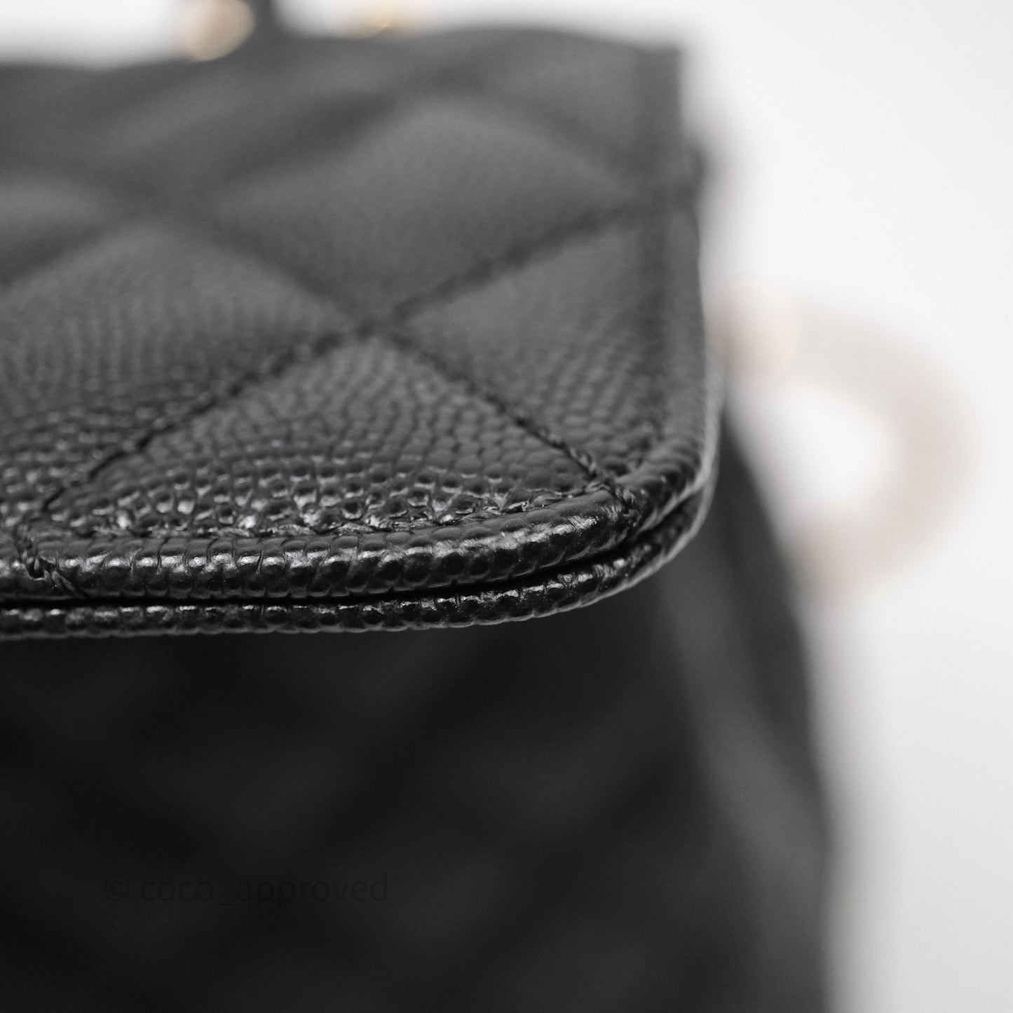 Chanel Small Coco Handle Black Caviar Light Gold Hardware