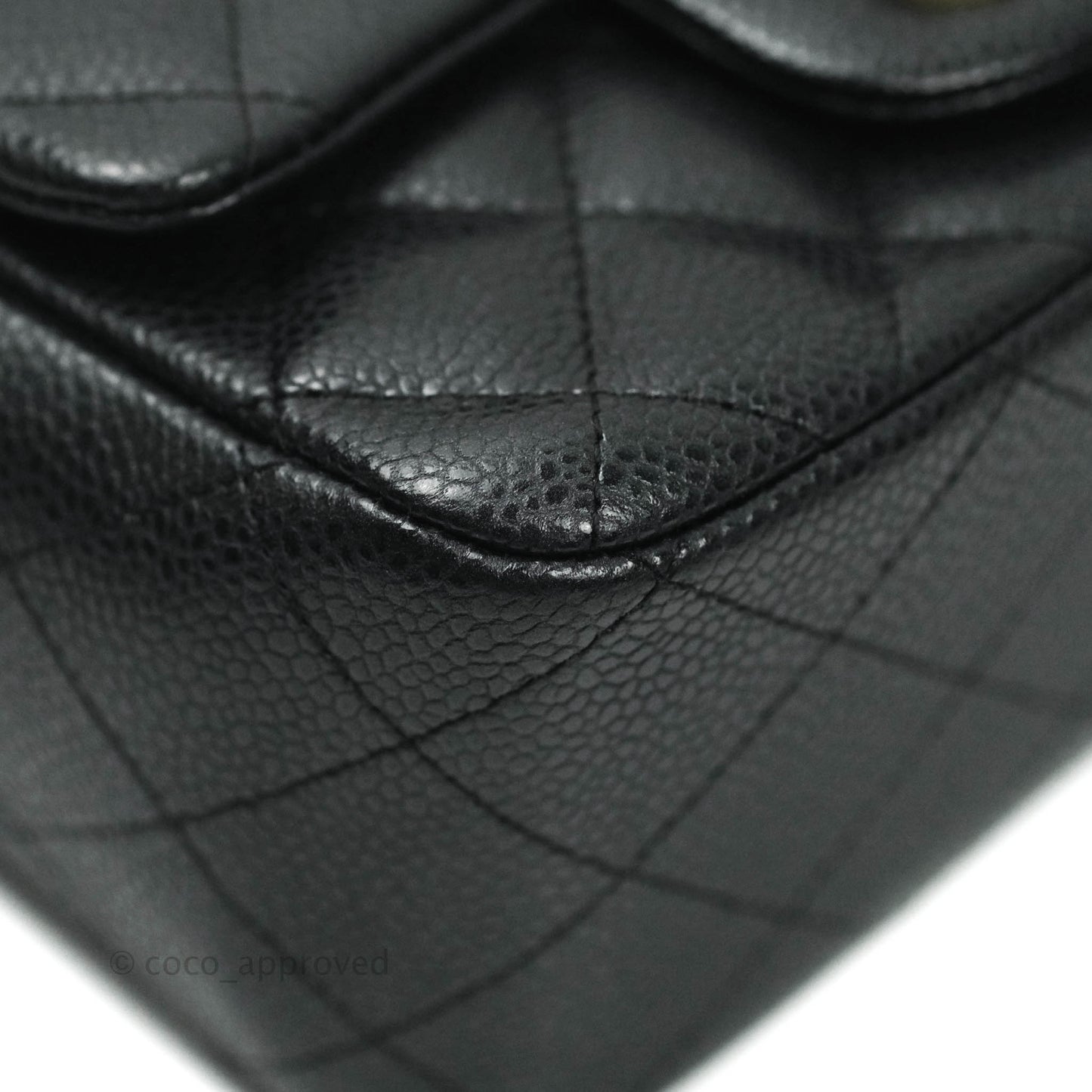 Chanel Mini Square Charcoal Black Caviar Matte Gold Hardware