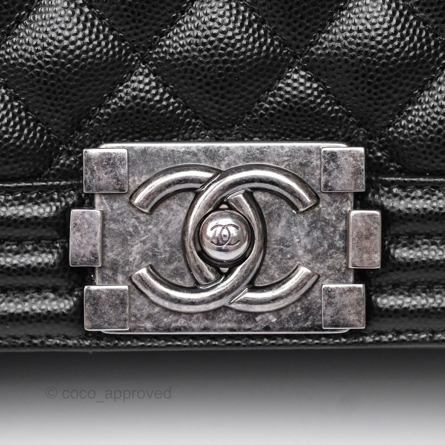 Chanel Medium Boy Quilted Black Caviar Ruthenium Hardware