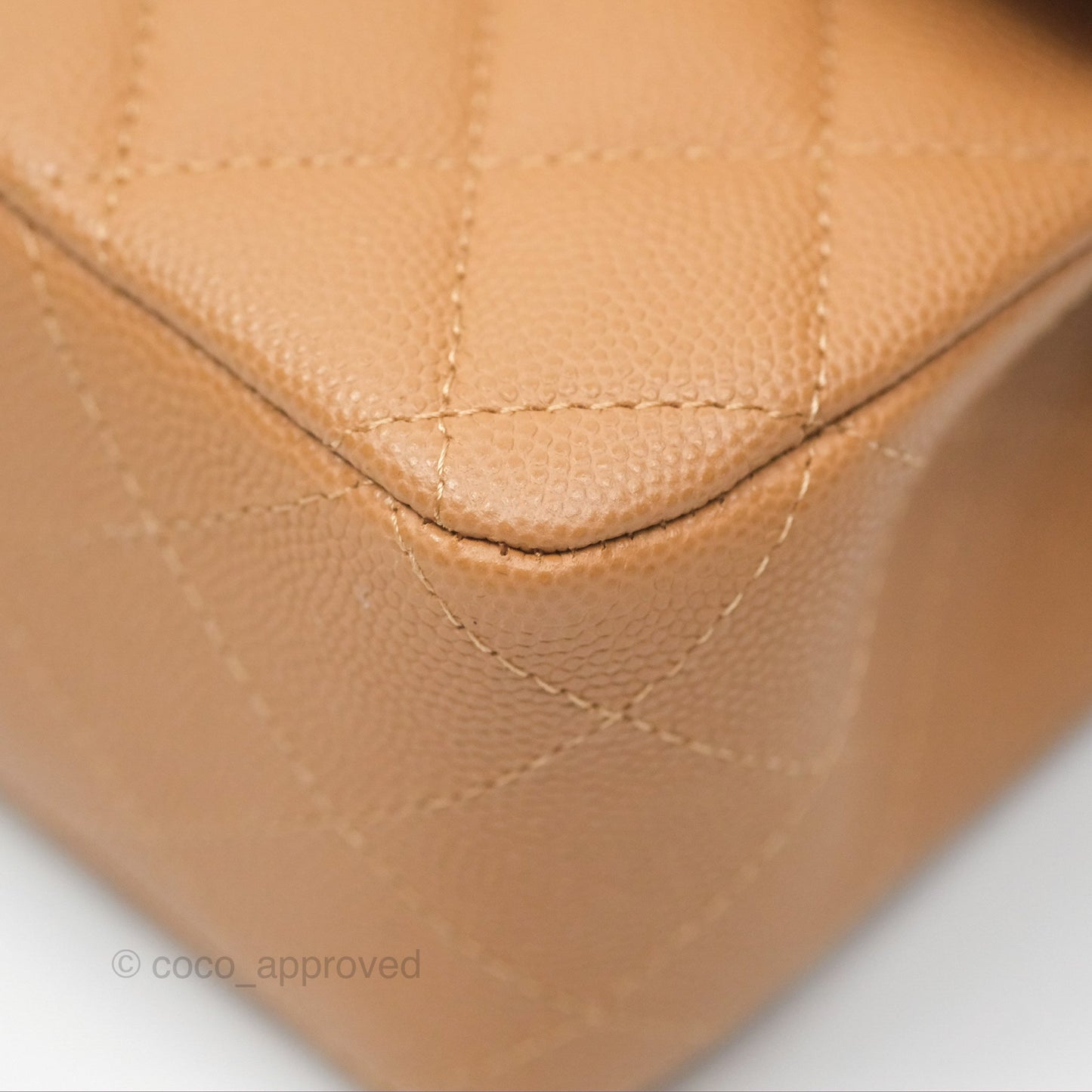 Chanel Classic M/L Medium Flap Quilted Beige Caviar Gold Hardware 23P