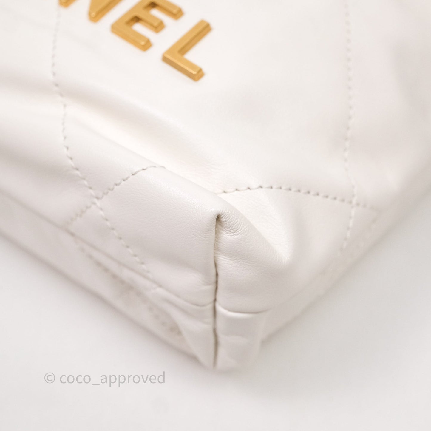 Chanel 22 Mini Bag White Calfskin Aged Gold Hardware