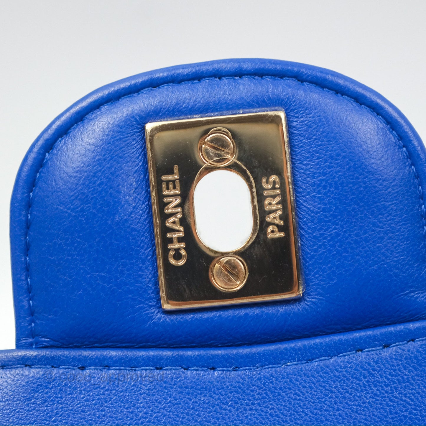 Chanel Medium Classic Flap Chevron Blue Lambskin Gold Hardware