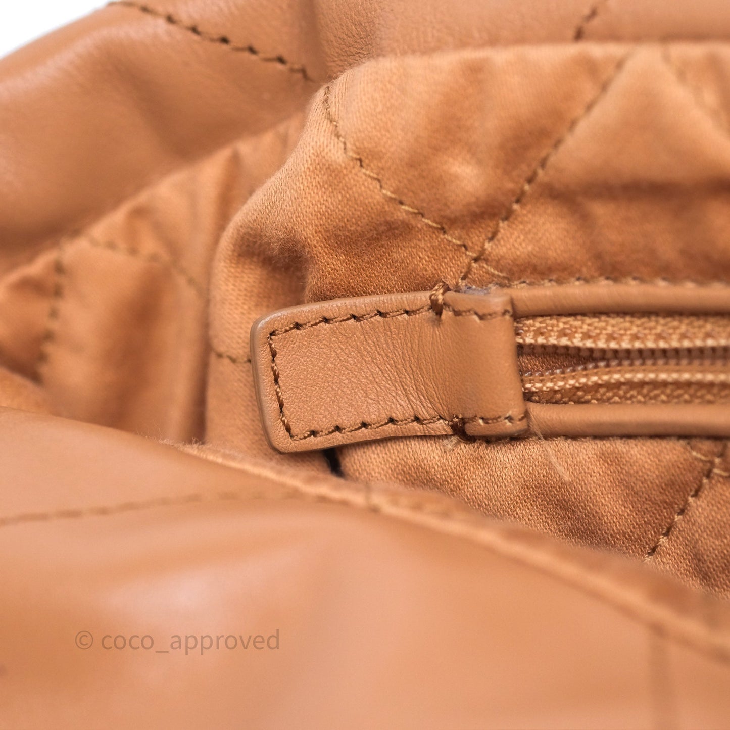 Chanel 22 Small Caramel Beige Shiny Calfskin Aged Gold Hardware