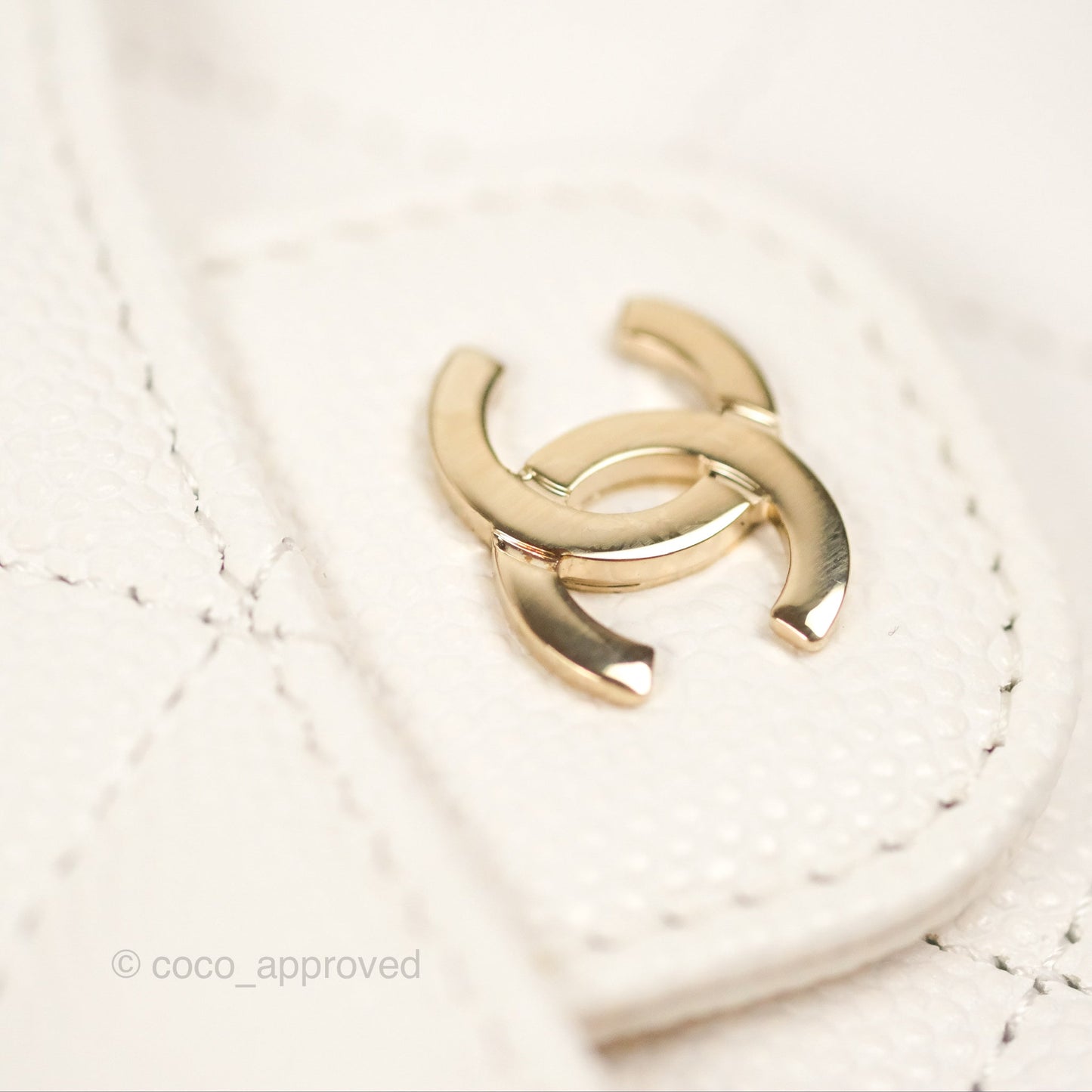Chanel Mini Wallet With Chain White Caviar Gold Hardware
