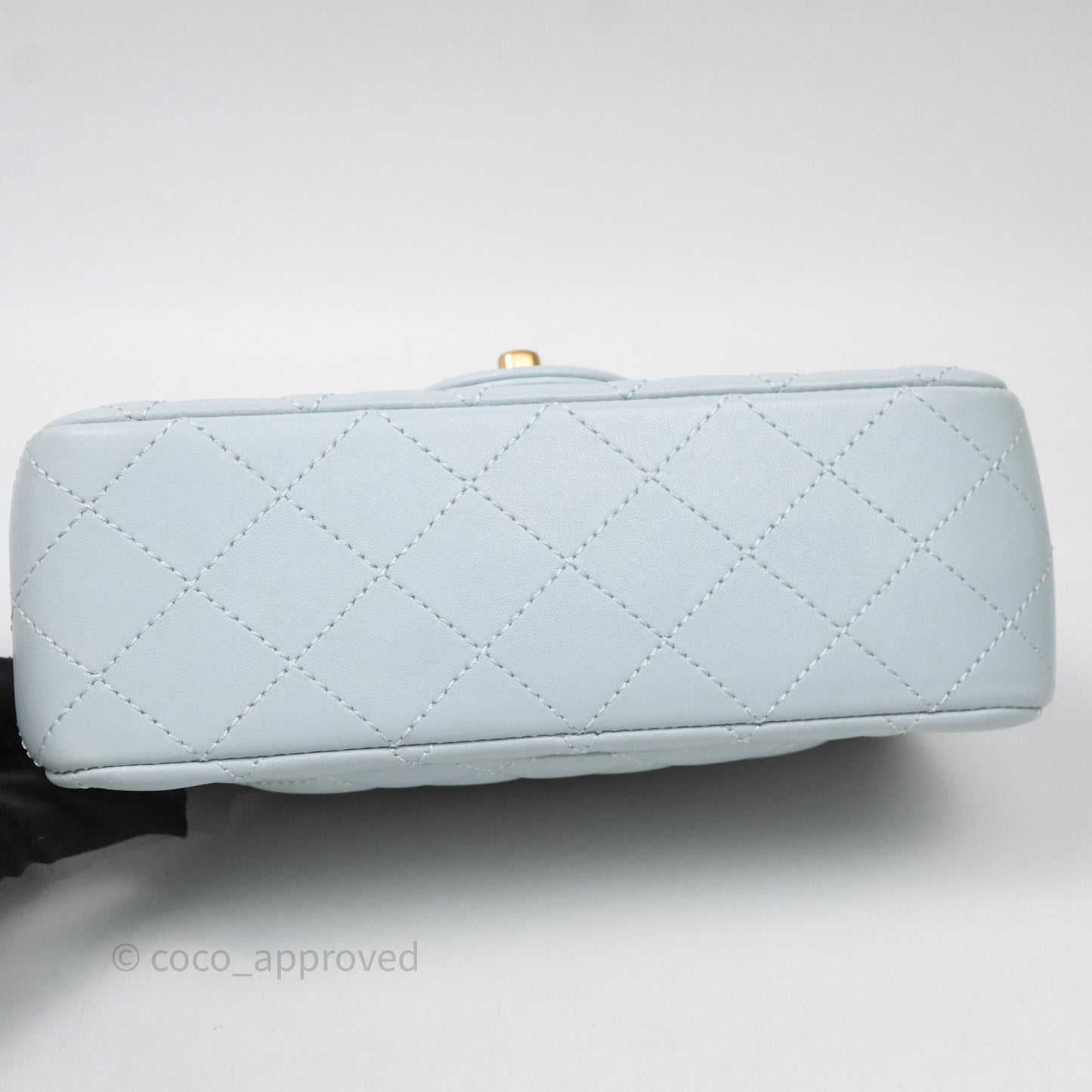 Chanel Pearl Crush Mini Rectangular Light Blue Lambskin Aged Gold Hardware