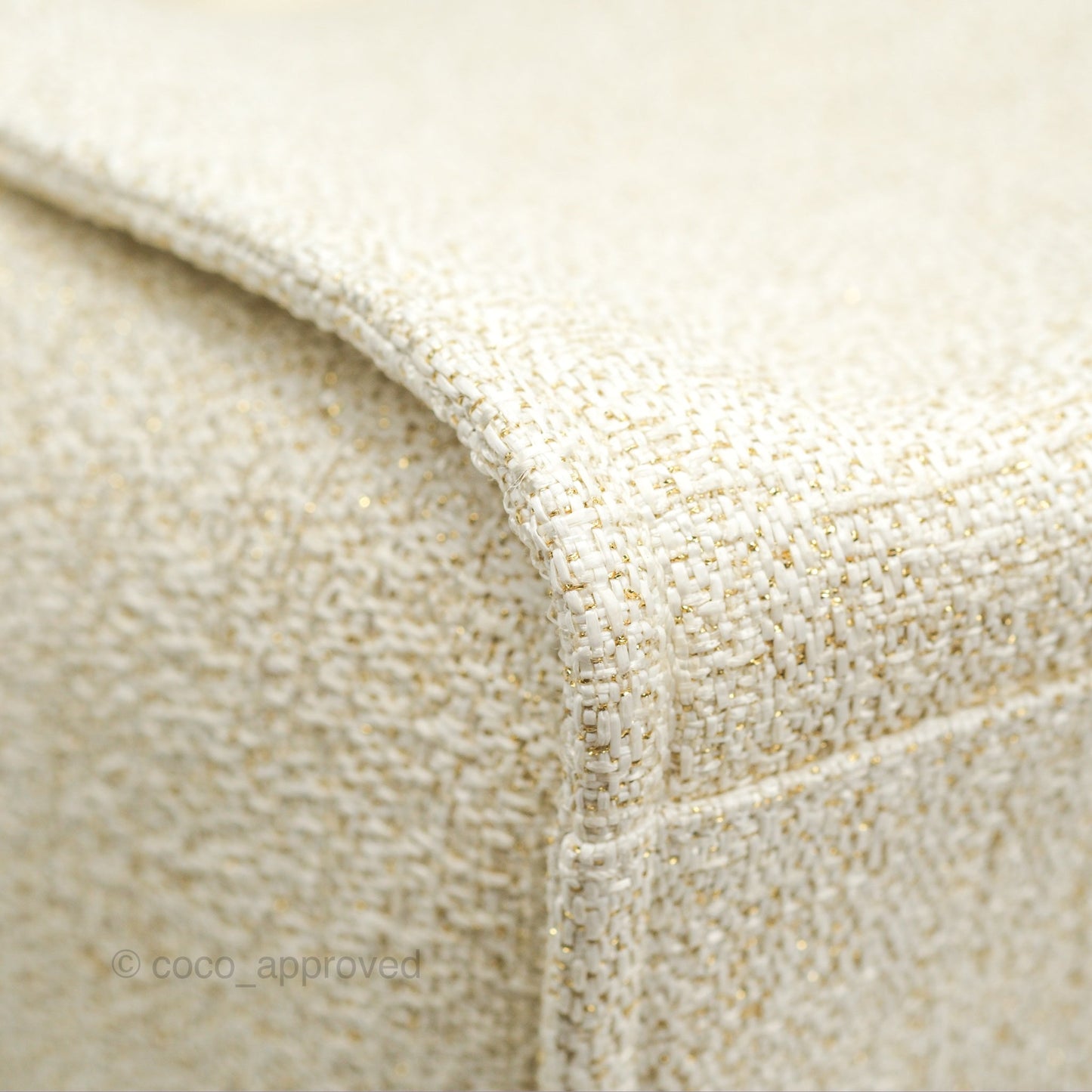 Chanel Large Deauville Ivory/Gold Canvas Gold Hardware