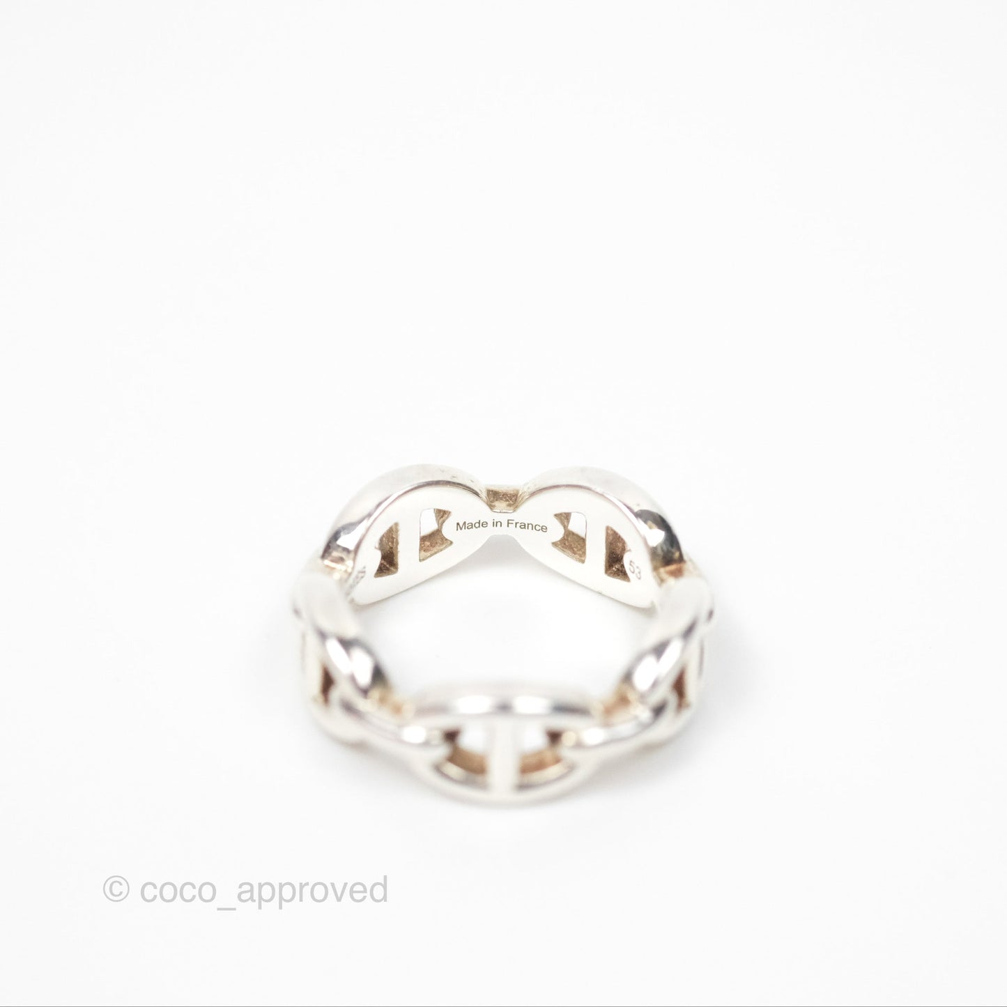 Hermès Sterling Silver PM Chaine d'Ancre Enchainee Band Ring Size 53
