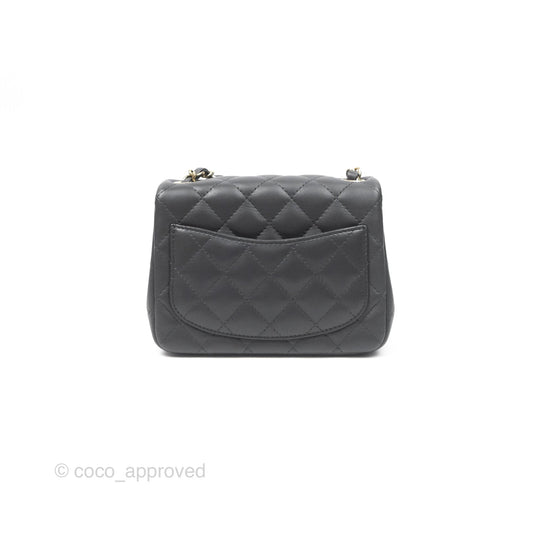 Chanel Mini Square Quilted Grey Lambskin Gold Hardware