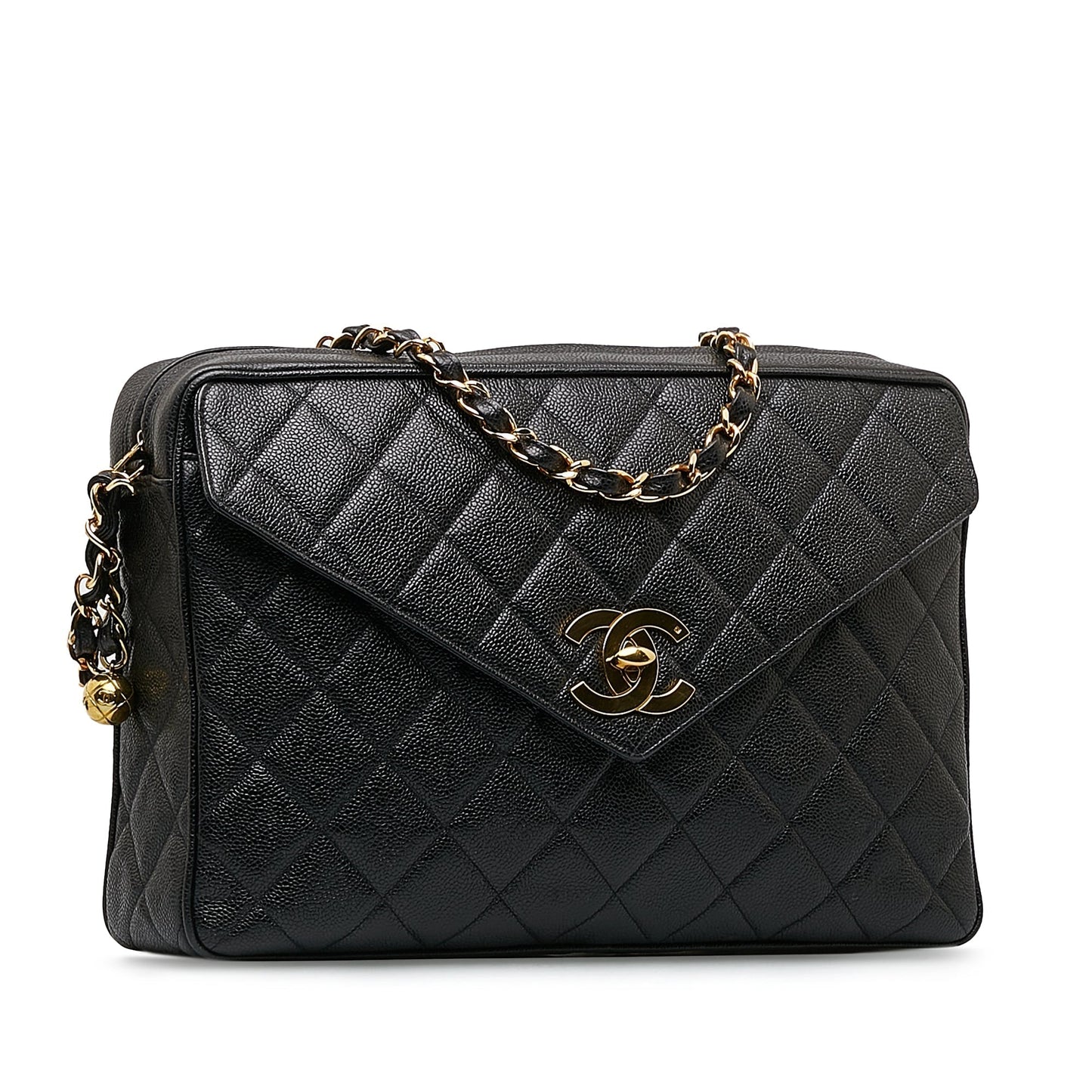 Luxury Chanel CC Chain Shoulder Bag Black Caviar Gold