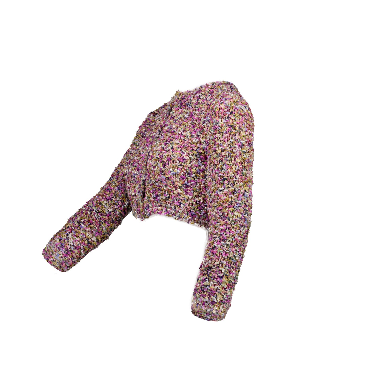 Chanel 21p Size 34 Cardigan Cotton/Silk/Pearl Purple/Multicolour