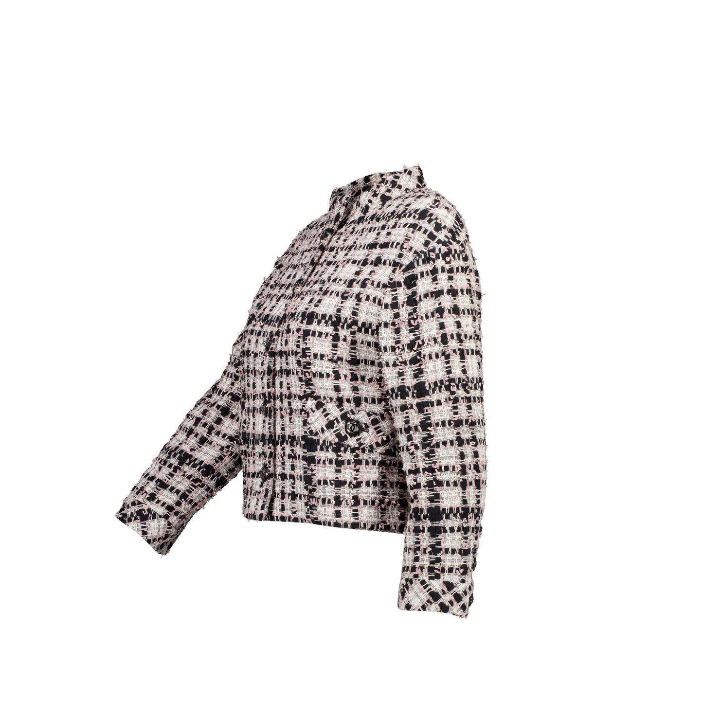 Chanel 20P Size 34 Jacket Tweed Black/White/Ecru/Pink