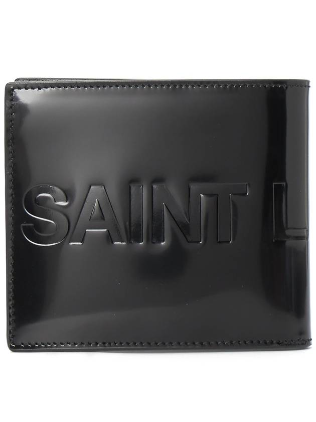 Luxury Saint Laurent East West Half Wallet Black