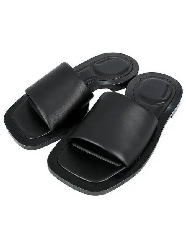 Luxury Balenciaga Void Leather Slippers Black