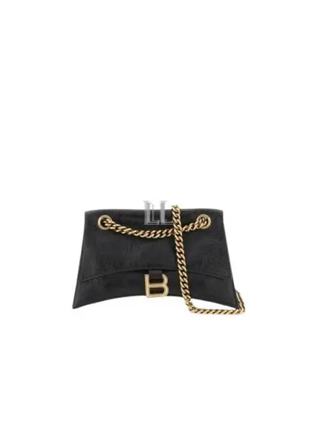 Luxury Balenciaga Crush Logo Gold Chain Small Shoulder Bag Black