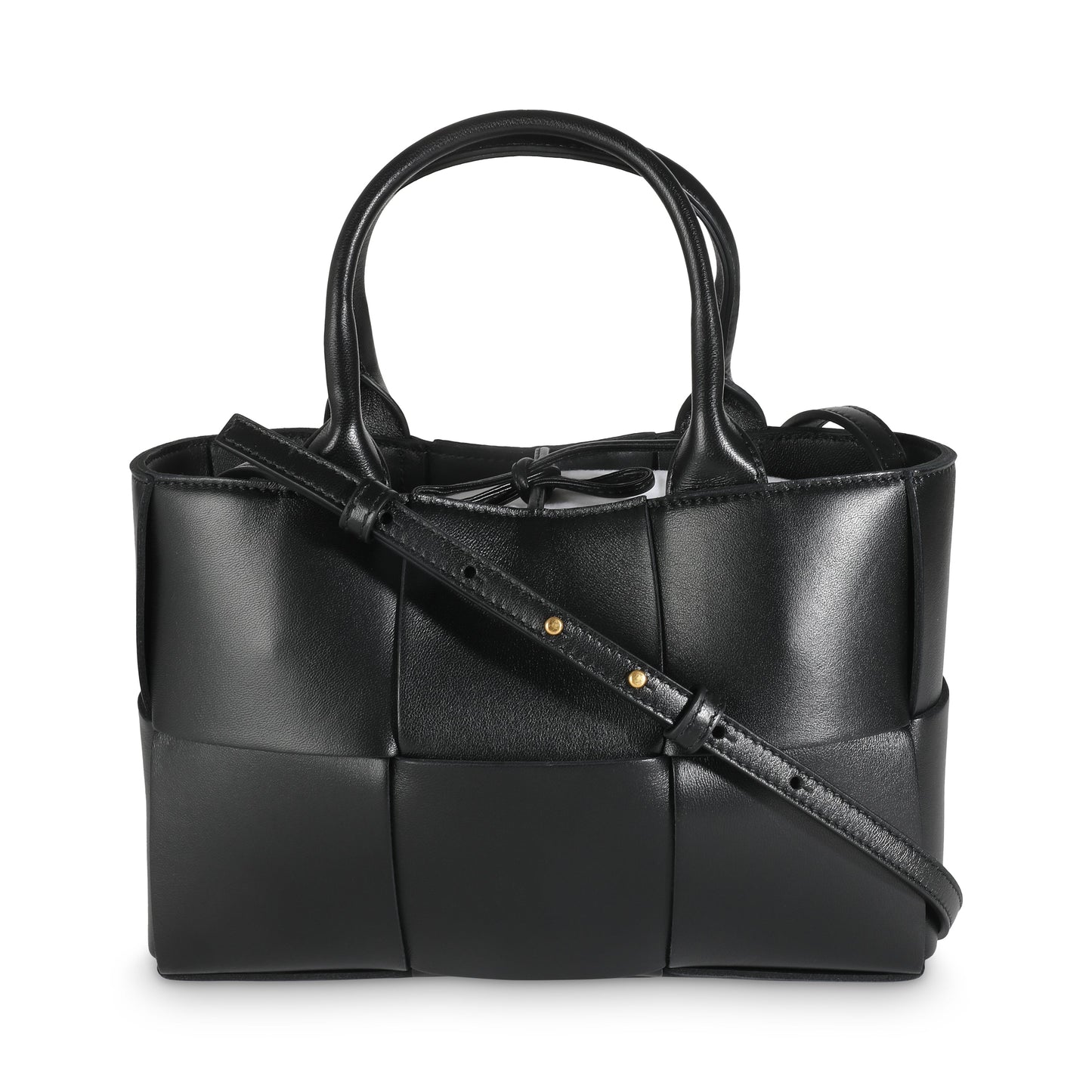 Luxury Bottega Veneta Black Intrecciato Nappa Mini Arco Tote