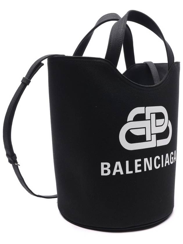 Luxury Balenciaga Wave Logo Medium Tote Bag Black