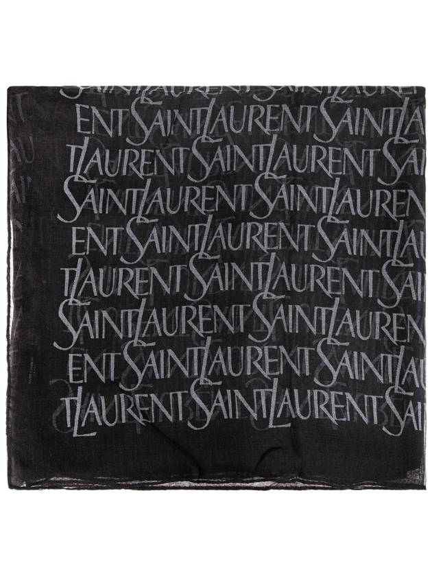 Luxury Saint Laurent Logo Square Large Scarf Black