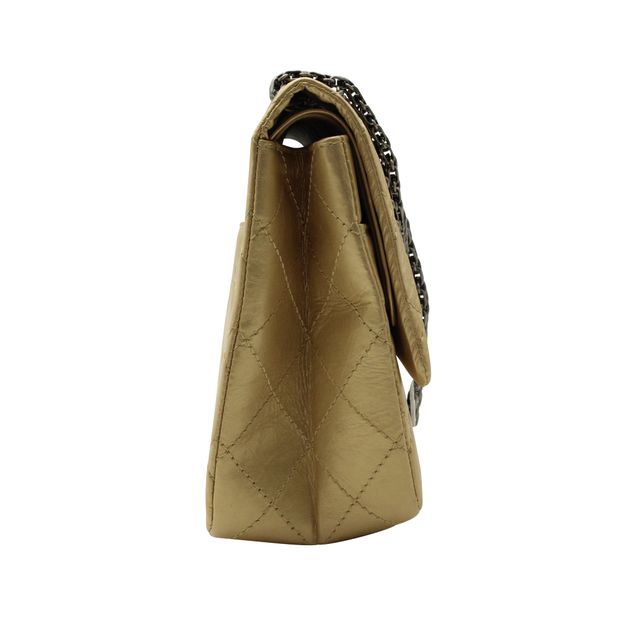 Luxury Chanel Light Gold Reissue 2.55 Classic Maxi 227 Double Flap Bag