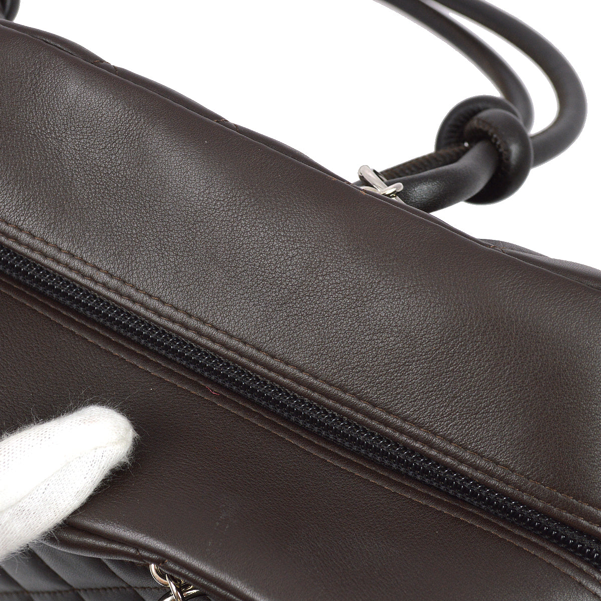 Luxury Chanel Brown Calfskin Cambon Ligne Bowling Handbag