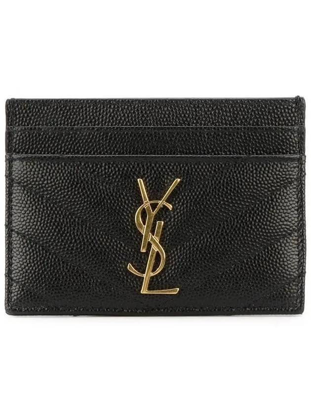 Luxury Saint Laurent Gold Hardware Matelasse Caviar Leather Card Wallet Black