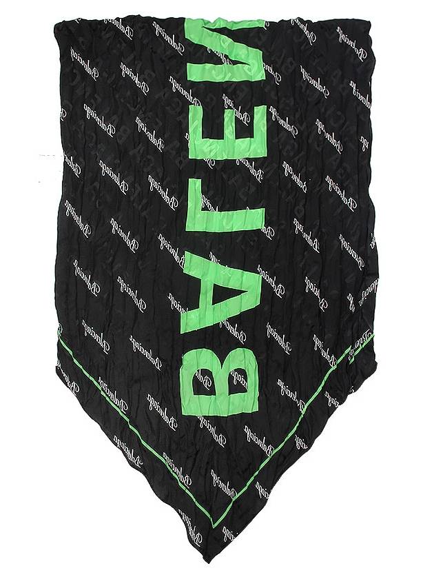Luxury Balenciaga All Over Logo Scarf Green Black