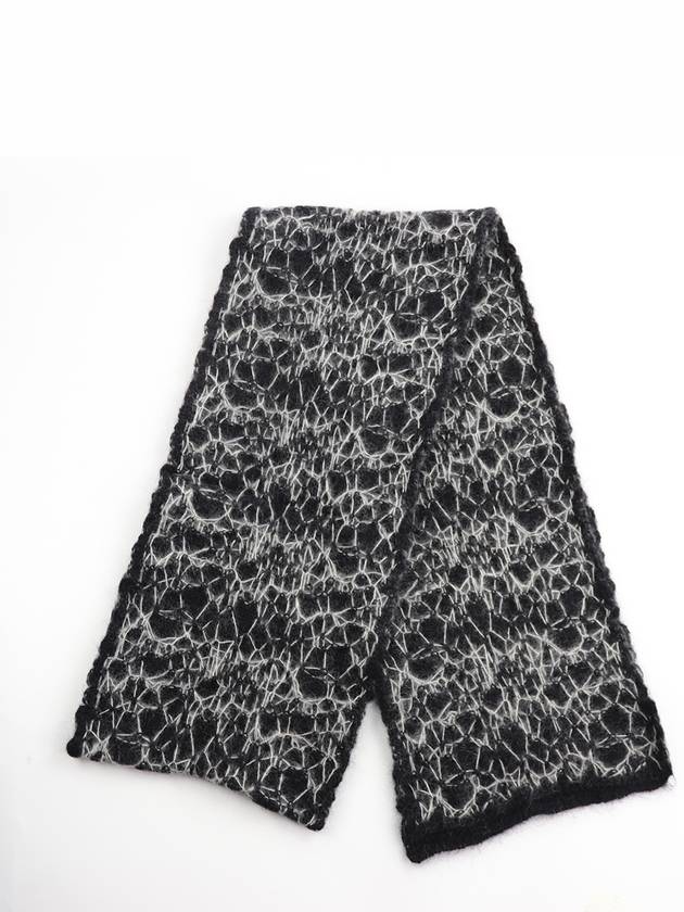 Luxury Saint Laurent Cashmere Muffler Black Grey