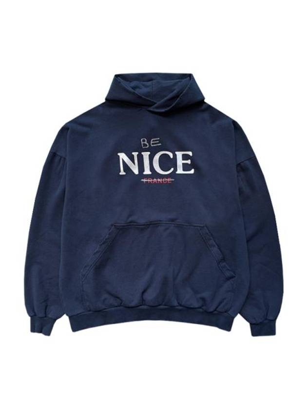 Luxury Balenciaga Be Nice Printed Hoodie Navy