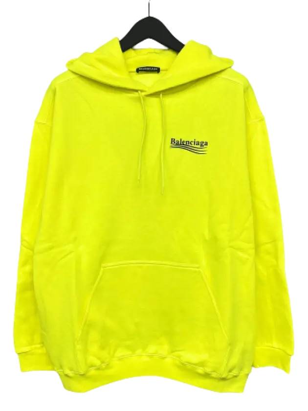 Luxury Balenciaga Men's Political Wave Logo Hoodie Neon
