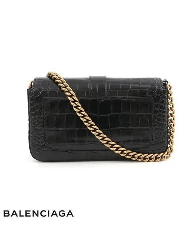 Luxury Balenciaga BB Logo Buckle Flap XS Shoulder Bag Black