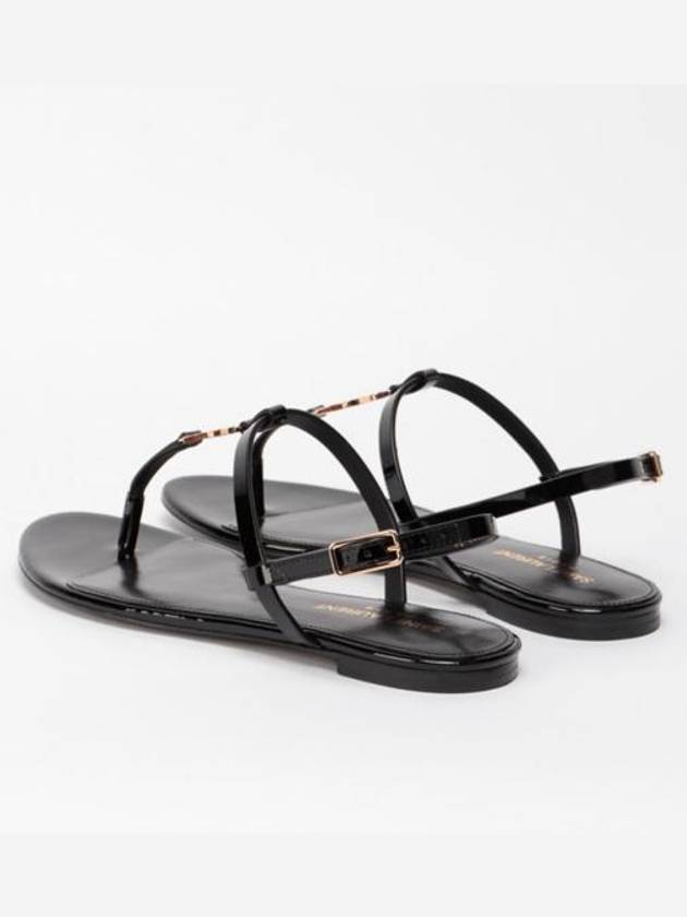 Luxury Saint Laurent Women's Monogram Cassandra Sandals Black