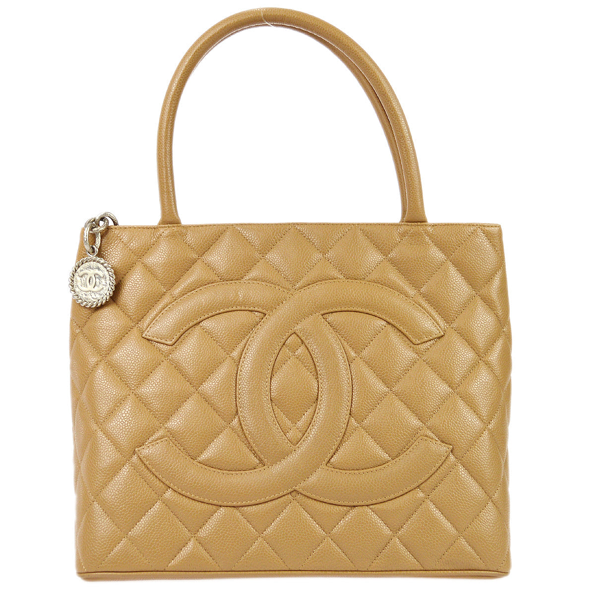Luxury Chanel 2006-2008 Medallion Tote SHW Beige Caviar