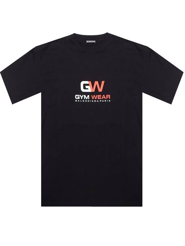 Luxury Balenciaga Gym Wear Logo Print Short Sleeve T-Shirt Black