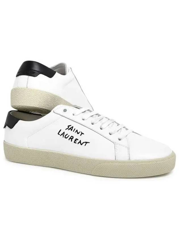 Luxury Saint Laurent Court Classic Embroidered Low Top Sneakers White