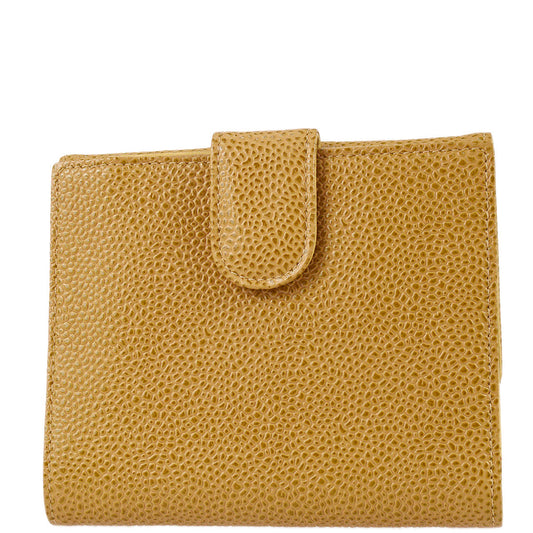 Luxury Chanel Bifold Wallet Beige Caviar