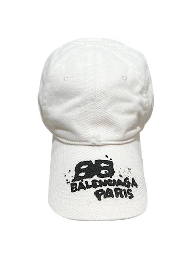 Luxury Balenciaga Hand Draw BB Icon Ball Cap White