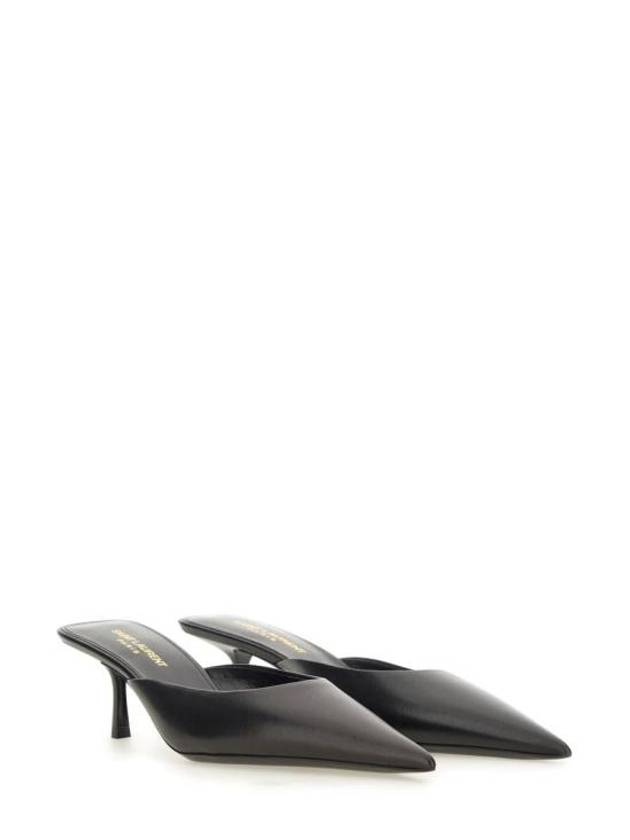 Luxury Saint Laurent Women's Barbara Smooth Leather Mules Black