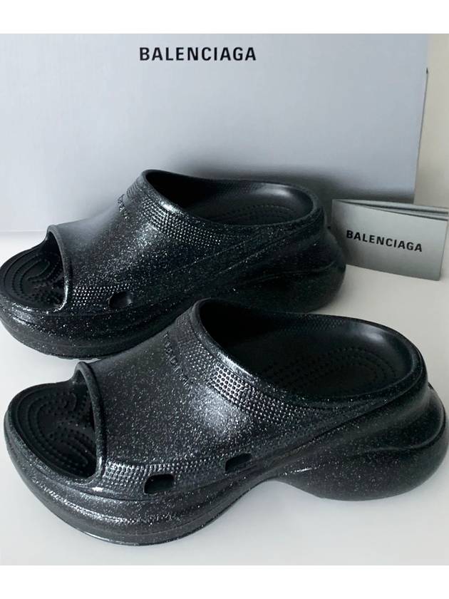 Luxury Balenciaga Pool Platform Slipper Black