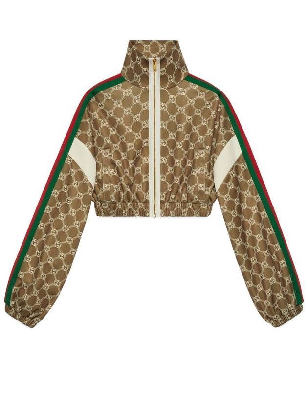 Luxury Gucci Trending 2025 Interlocking G Zip-up Crop Jacket Brown