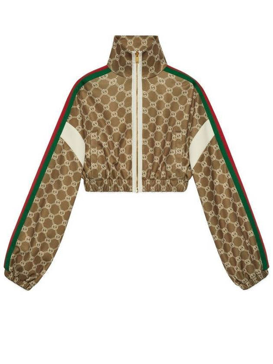 Luxury Gucci Trending 2025 Interlocking G Zip-up Crop Jacket Brown