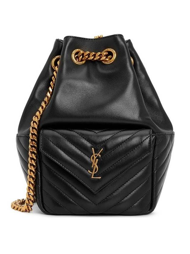 Luxury Saint Laurent Gold Drawstring Chain Bucket Shoulder Bag Black