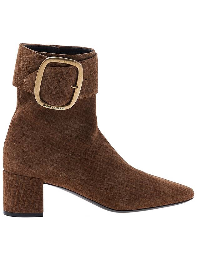 Luxury Saint Laurent Pattern Buckle Chelsea Boots Brown