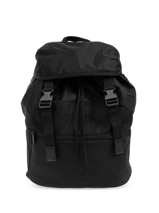 Luxury Saint Laurent Backpack In Econyl And Vegetable-Tanned Leather Black