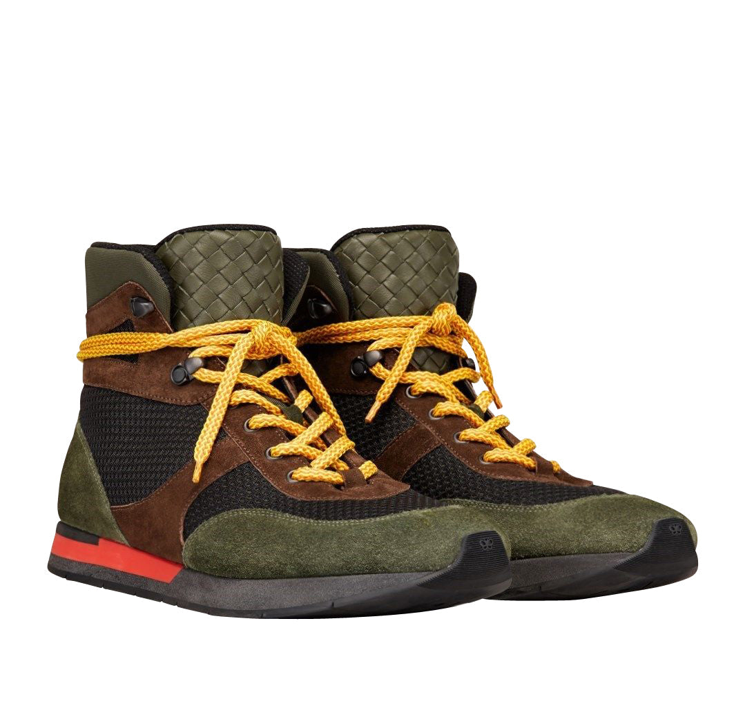 Luxury Bottega Veneta Men's Mesh High Top  /  /  Suede Leather Sneaker