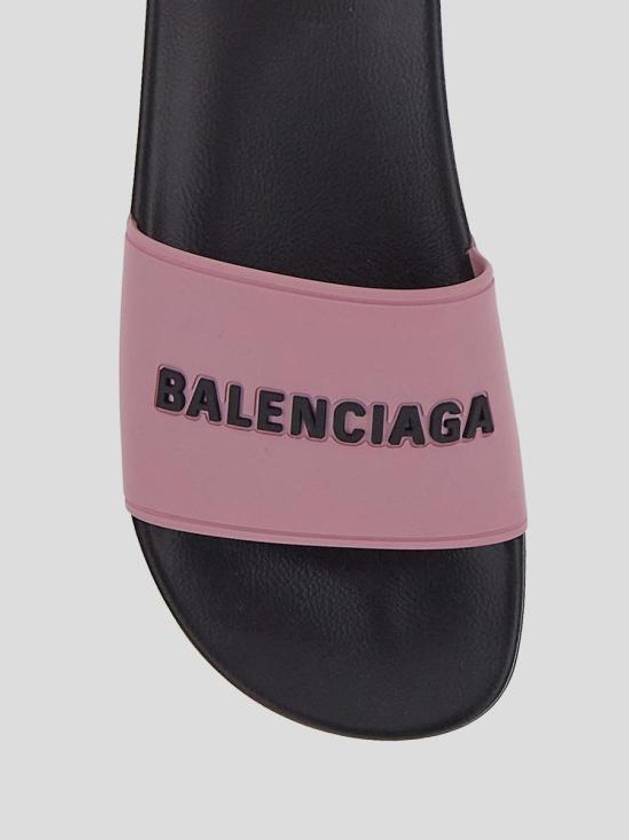 Luxury Balenciaga Logo Pool Slippers Pink